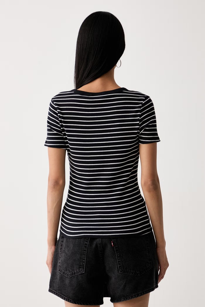Odzież Levi's T-shirt damski bawełniany z elastanem HAYES 001J3 czarny