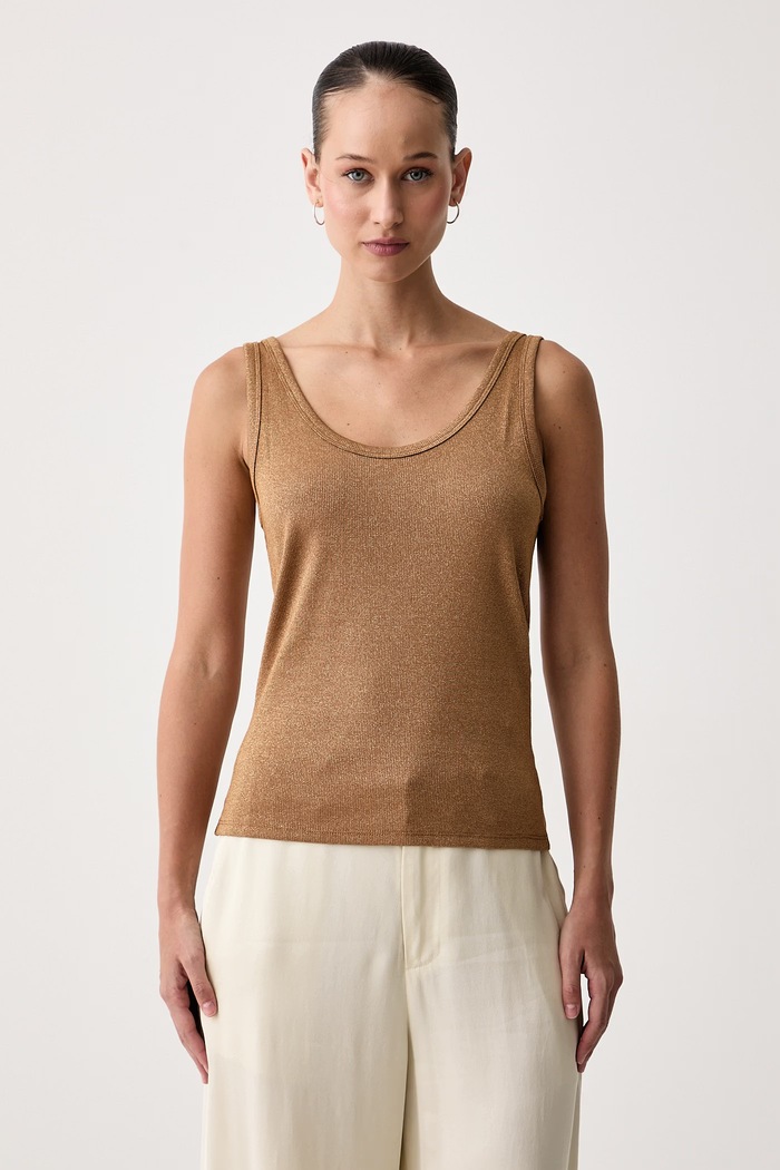 United Colors of Benetton Top damski z bawełną brązowy 3LNCDH01H
