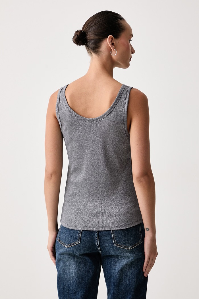 United Colors of Benetton Top damski z bawełną 3LNCDH01H szary AW26