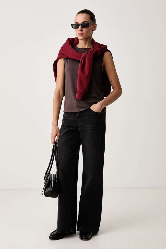 United Colors of Benetton Top ženski bombažen 38YTD10DA rjava AW26