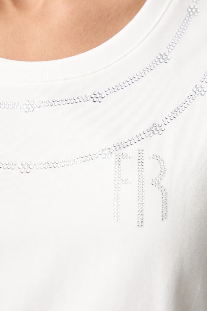 Fracomina T-shirt damski bawełniany z elastanem FR26WT3004J401G1 beżowy