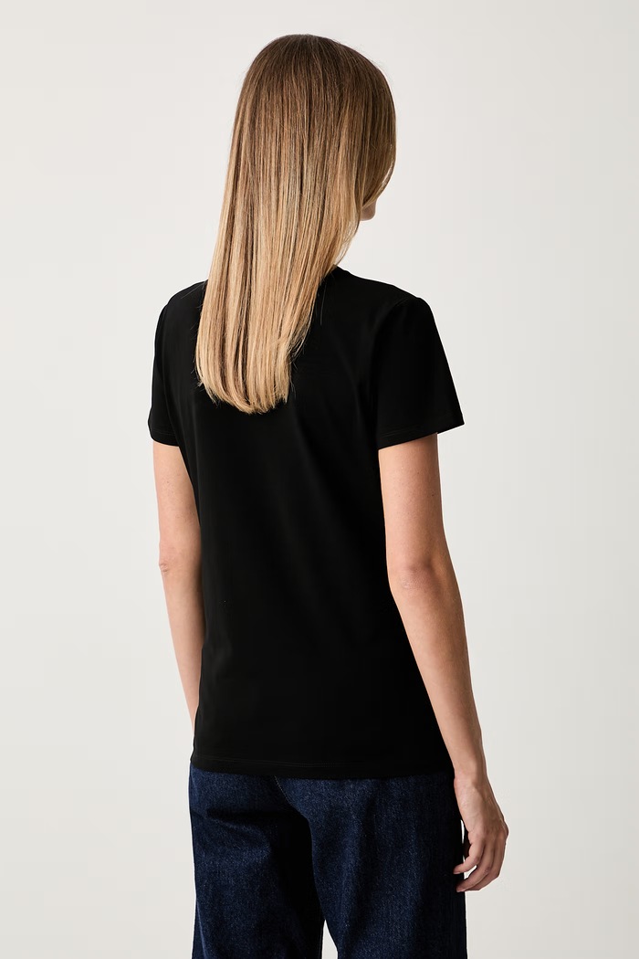 Odzież Fracomina T-shirt damski bawełniany z elastanem FR26WT3004J401G1 czarny