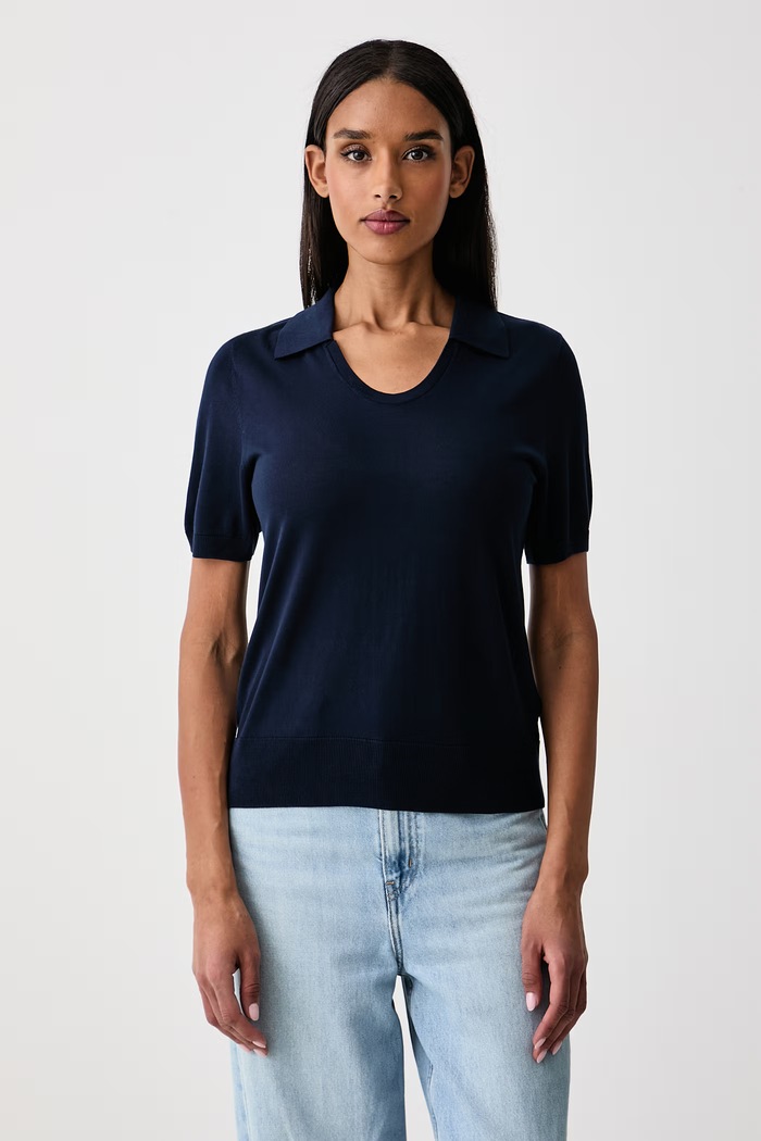 United Colors of Benetton Πόλο γυναικείο με lyocell σκούρο μπλε 1UPXD301U