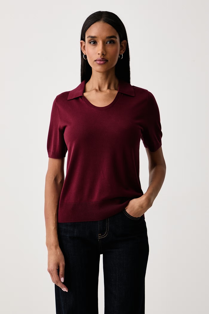 United Colors of Benetton Πόλο γυναικείο με lyocell μπορντό 1UPXD301U