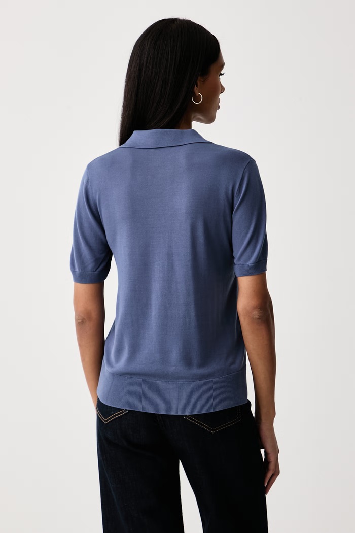 United Colors of Benetton Πόλο γυναικείο με lyocell 1UPXD301U μπλε AW26