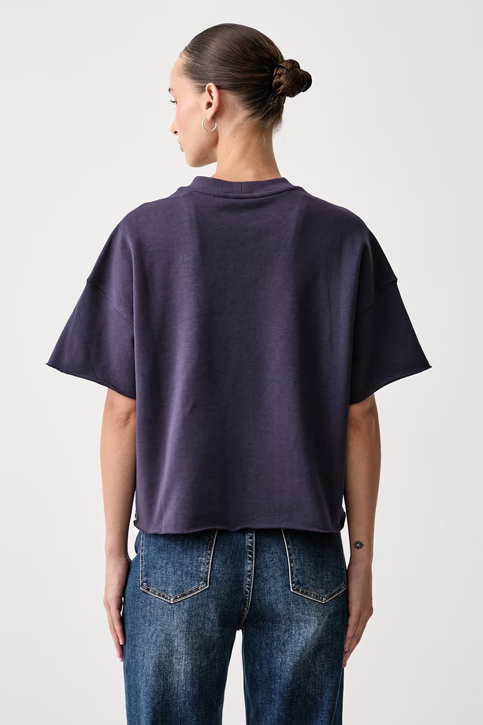 United Colors of Benetton T-shirt damski bawełniany z elastanem 3245D10DE fioletowy AW26
