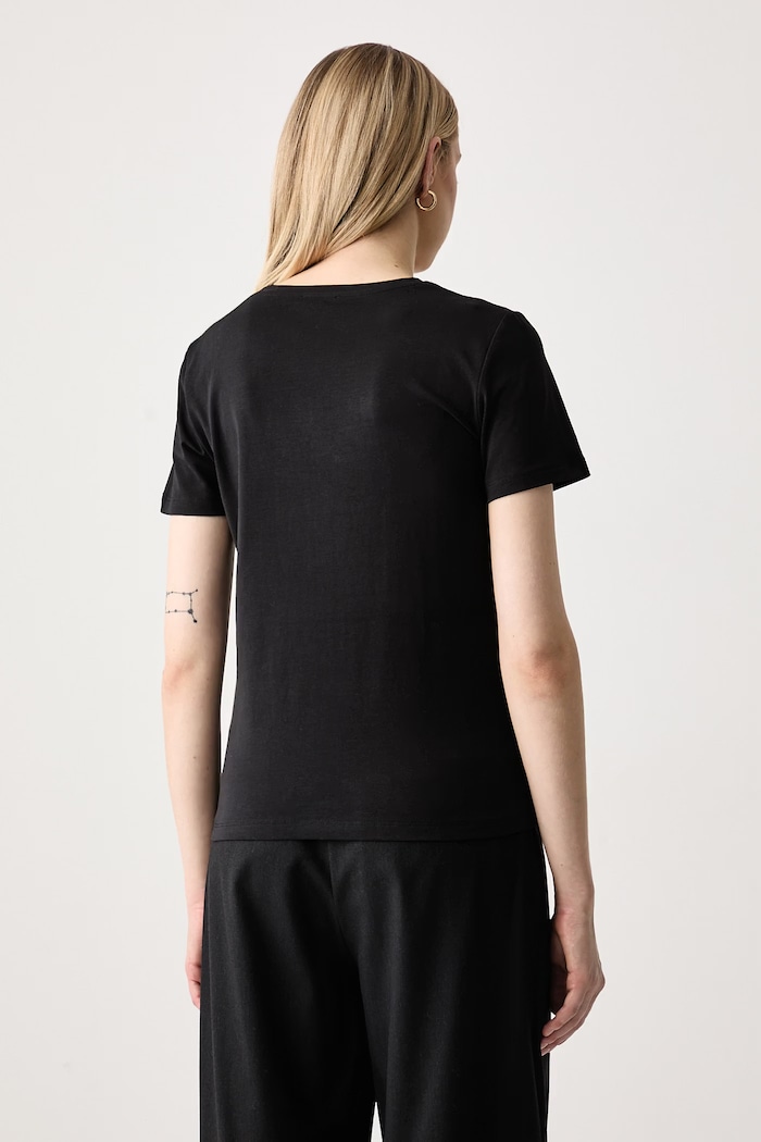 Odzież Gaudi T-shirt damski bawełniany z elastanem 621BD64024 czarny