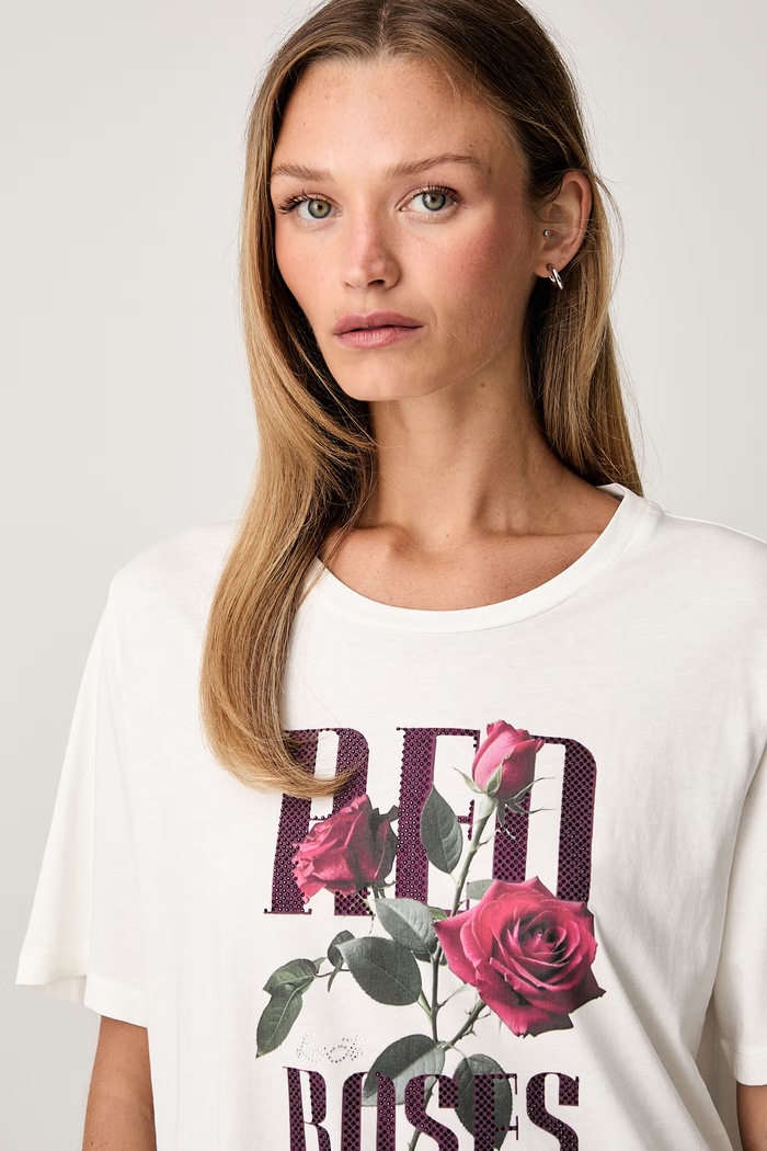 Liu Jo T-shirt damski bawełniany beżowy TF6243.JS923