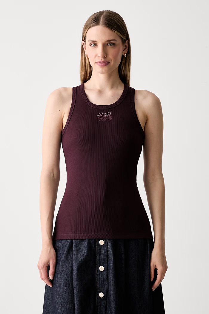 Liu Jo top damski z bawełną bordowy WF6376.J4822