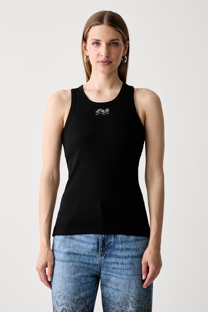 Liu Jo top damski z bawełną czarny WF6376.J4822