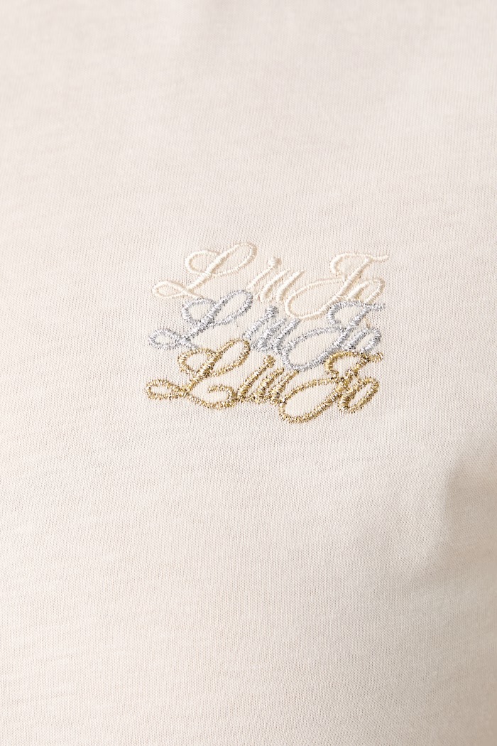 Liu Jo T-shirt damski bawełniany WF6348.J6308 beżowy