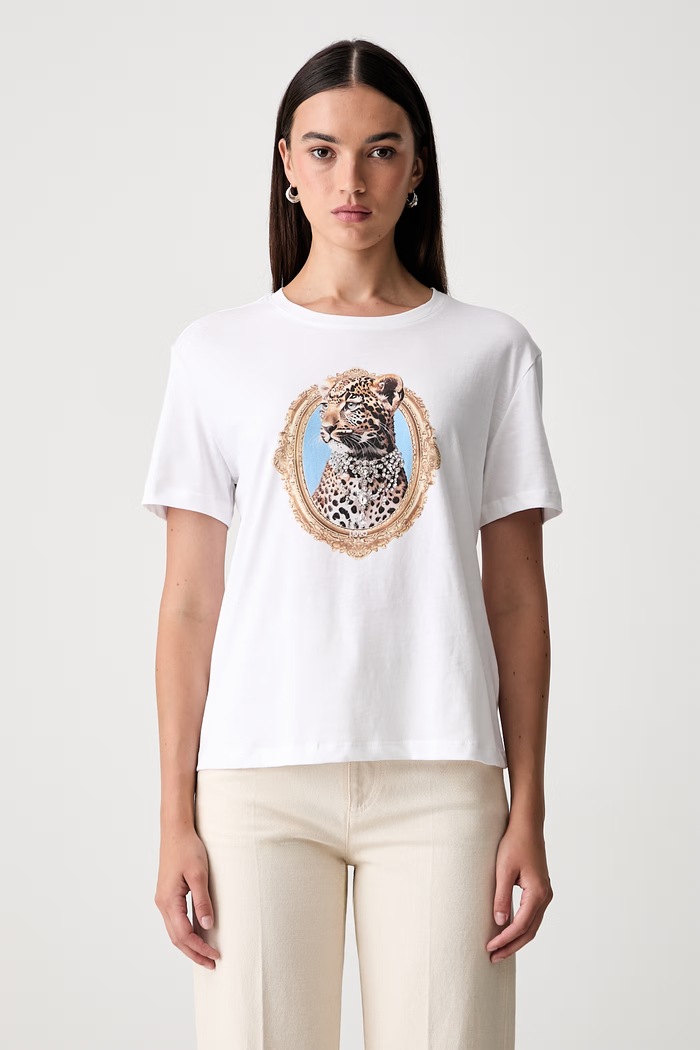 Liu Jo T-shirt damski bawełniany biały WF6320.JS923