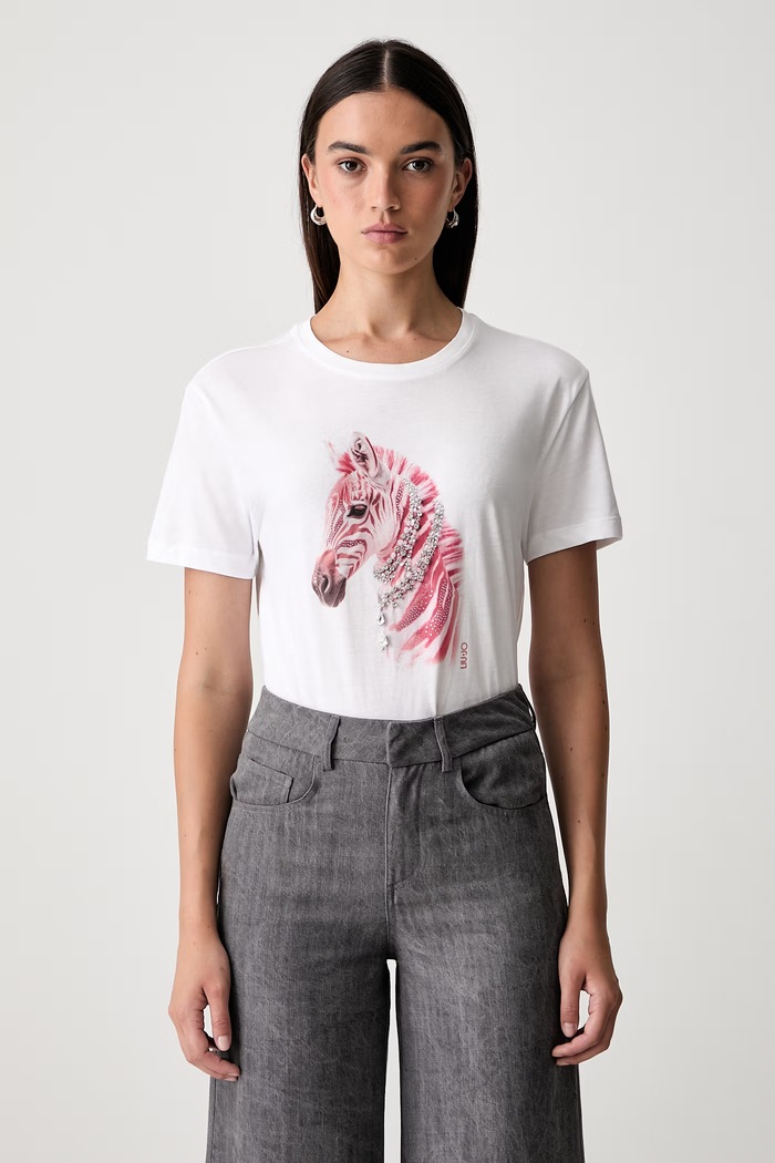 Liu Jo T-shirt damski bawełniany biały WF6320.JS923