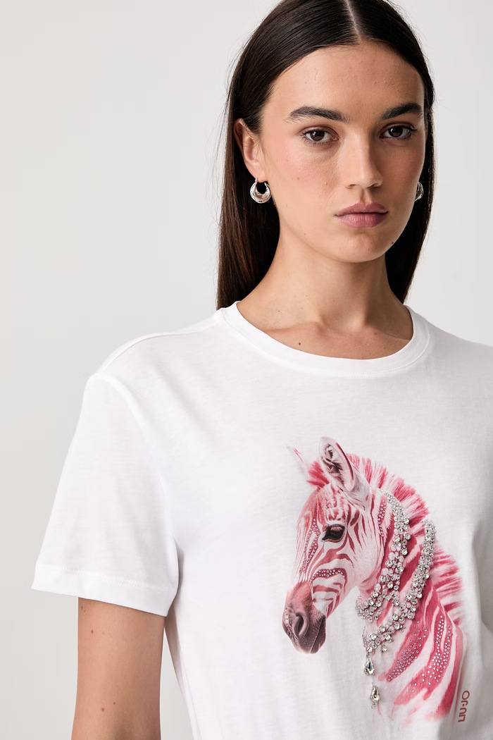 Liu Jo T-shirt damski bawełniany biały WF6320.JS923