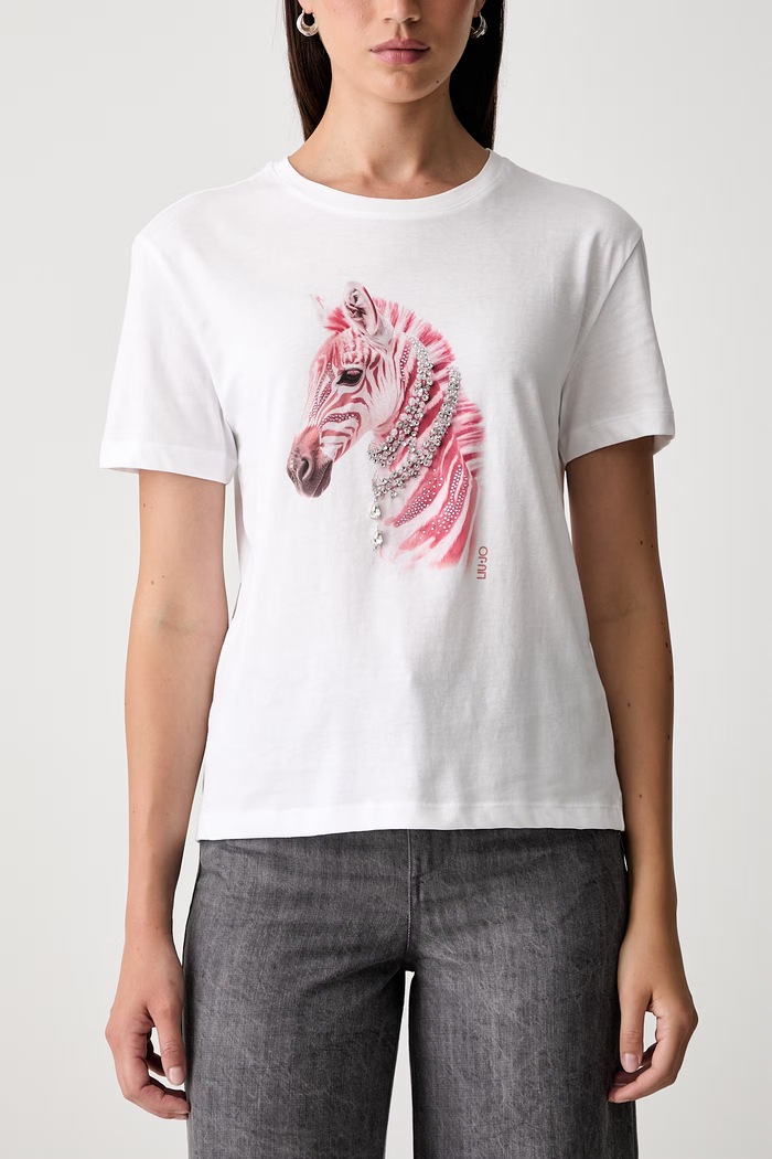 Liu Jo T-shirt damski bawełniany WF6320.JS923 biały