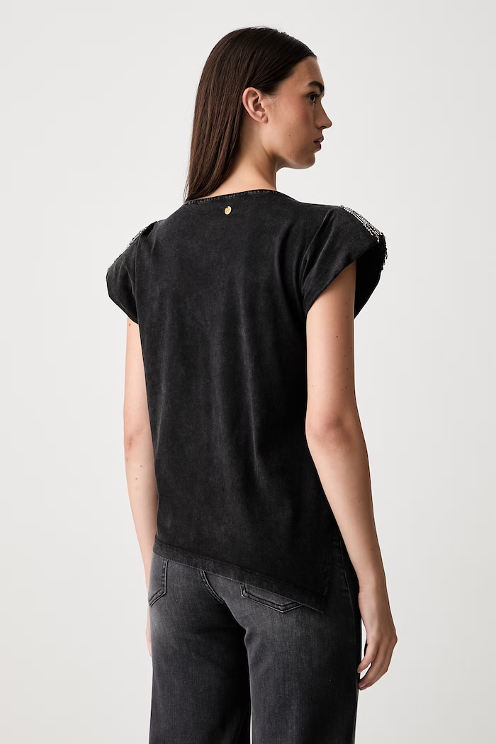 Odzież Liu Jo T-shirt damski bawełniany WF6245.JS923 szary
