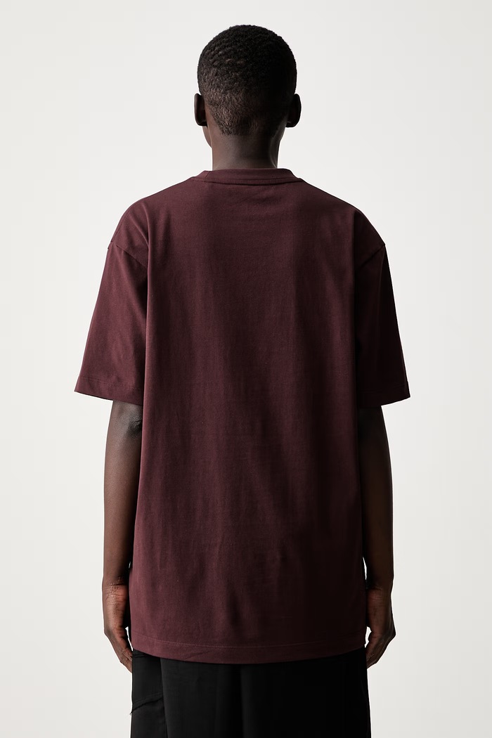 Odzież Y-3 REG SS TEE T-shirt oversize bawełniany damski KU2264.D bordowy