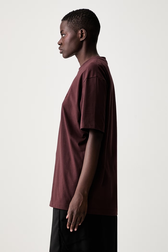 Y-3 REG SS TEE T-shirt oversize bawełniany damski bordowy KU2264.D
