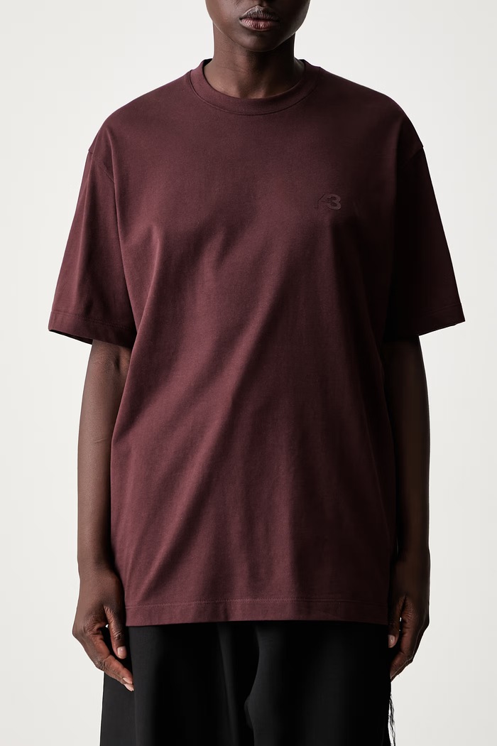 Y-3 REG SS TEE T-shirt oversize bawełniany damski KU2264.D bordowy