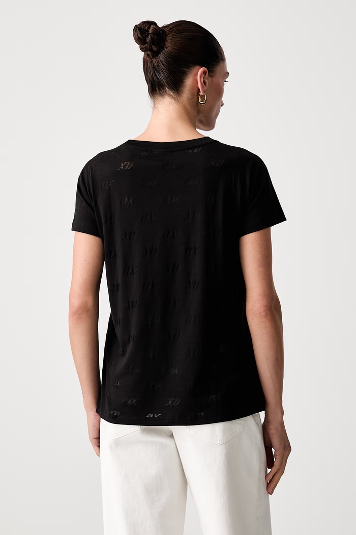 Odzież Armani Exchange T-shirt damski z bawełną XW002770.AF10835 czarny