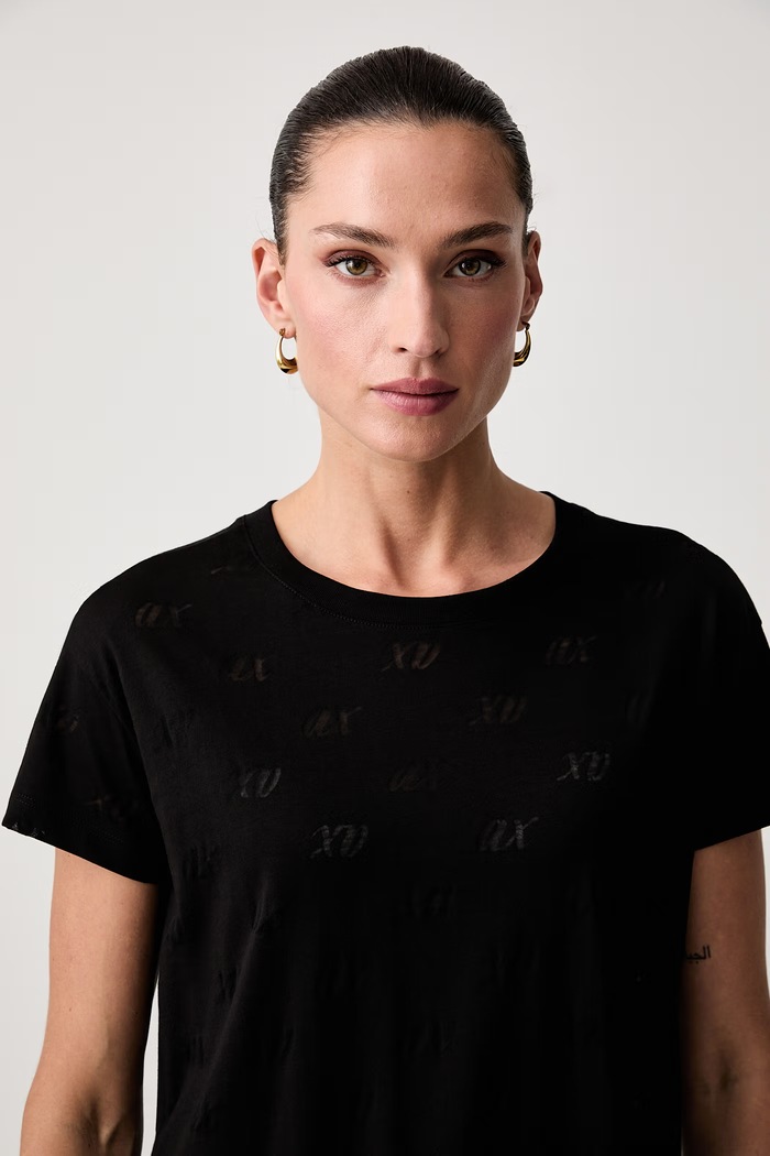 Armani Exchange T-shirt damski z bawełną czarny XW002770.AF10835