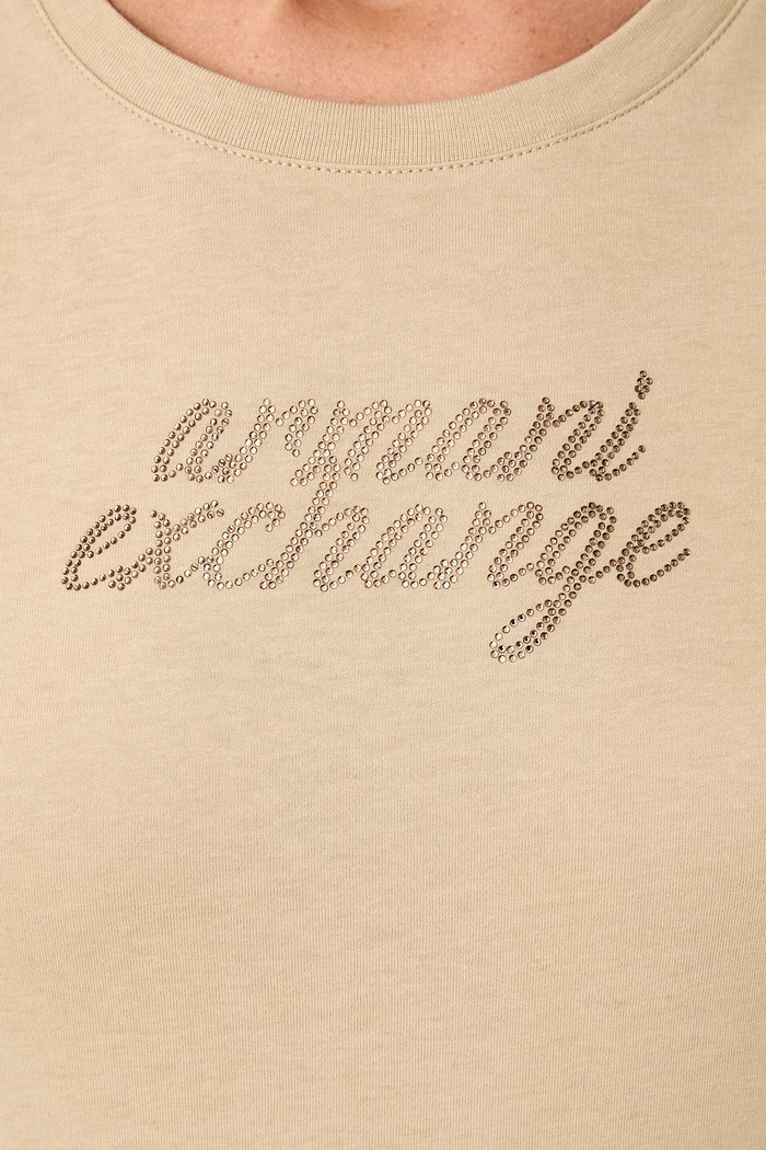 Armani Exchange T-shirt damski bawełniany XW002768.AF10356 beżowy