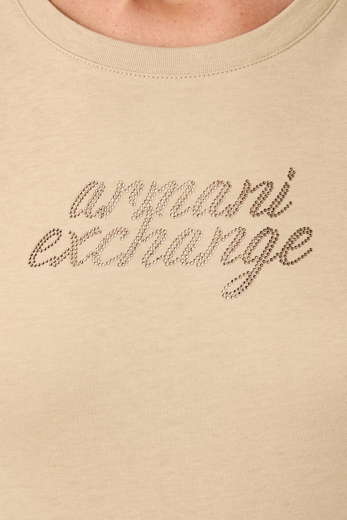 Armani Exchange T-shirt damski bawełniany XW002768.AF10356 beżowy