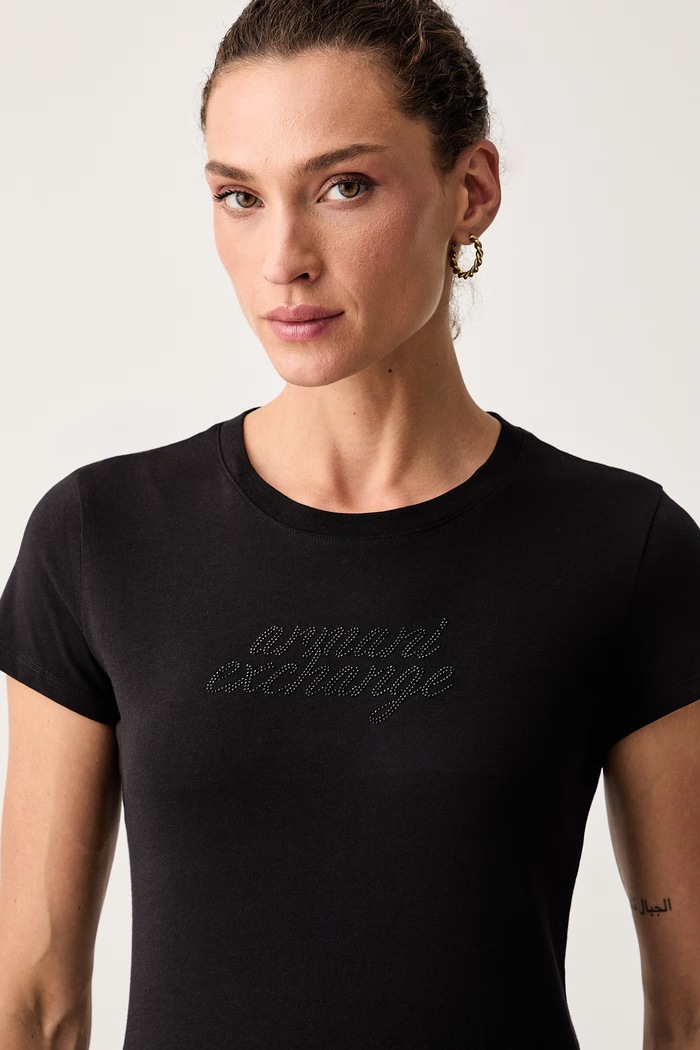 Armani Exchange majica za žene od pamuka crna XW002768.AF10356