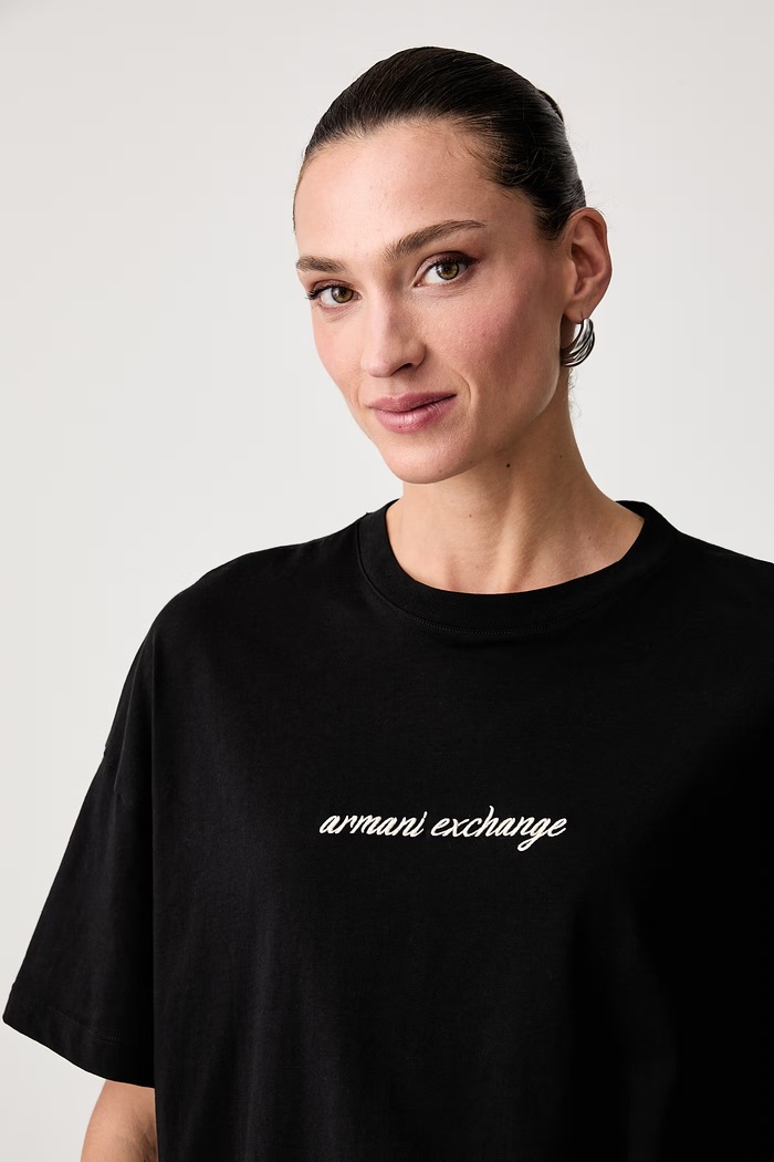 Armani Exchange T-shirt damski bawełniany czarny XW002766.AF10356