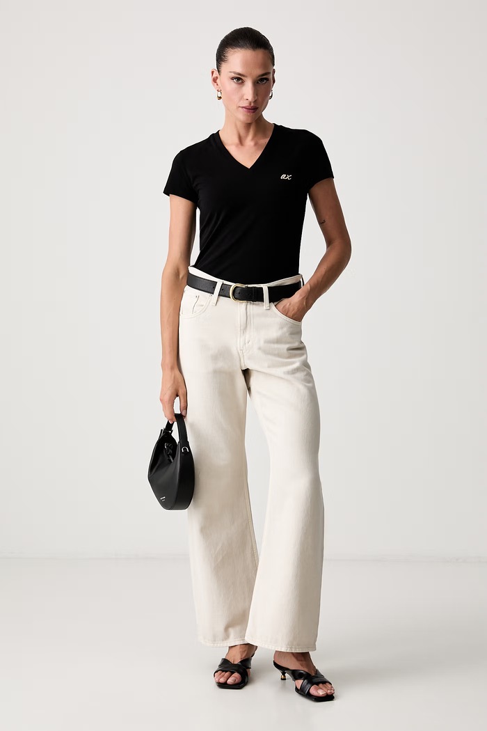 Armani Exchange T-shirt damski bawełniany z elastanem XW002765.AF16294 czarny AW26