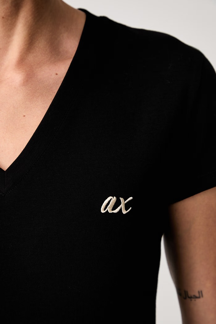Armani Exchange T-shirt damski bawełniany z elastanem XW002765.AF16294 czarny