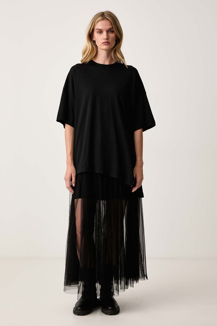 MUNTHE T-shirt oversize damski bawełniany LANSTER 263110326360 czarny AW26