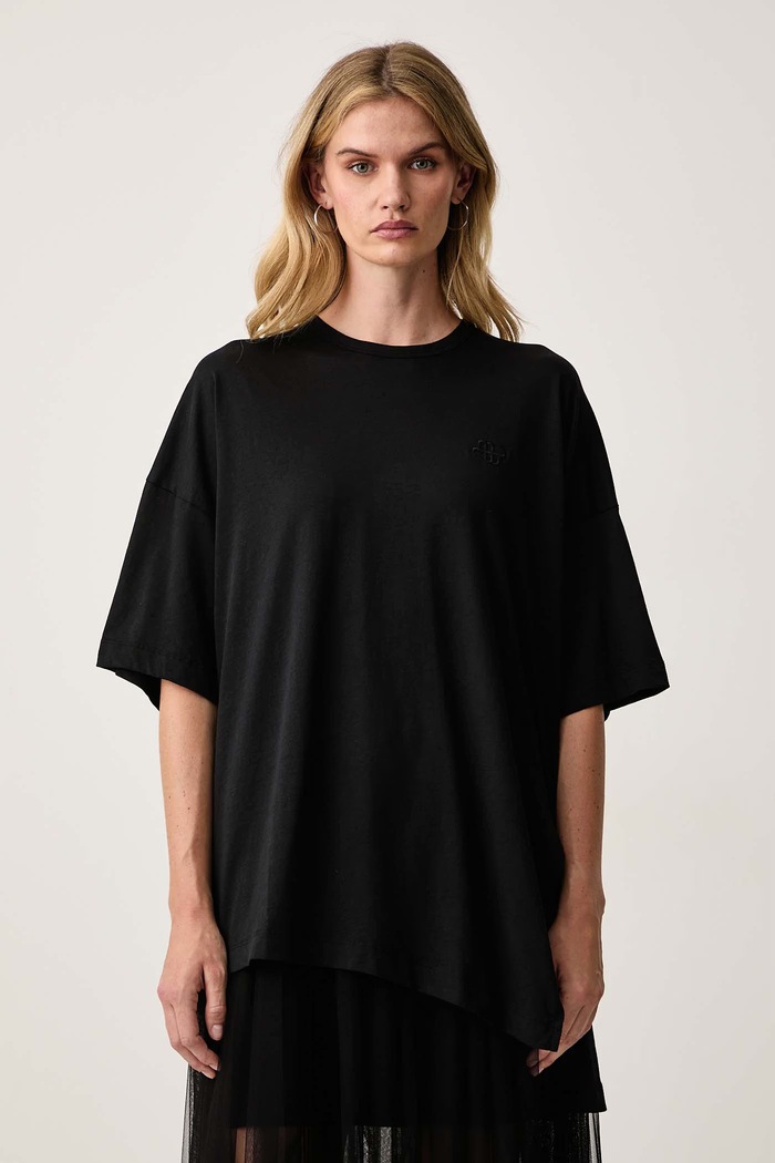 Odzież MUNTHE T-shirt oversize damski bawełniany LANSTER 263110326360 czarny