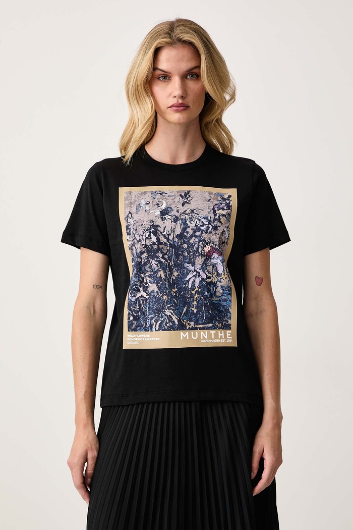 MUNTHE T-shirt damski bawełniany VURANUS czarny 263110126360