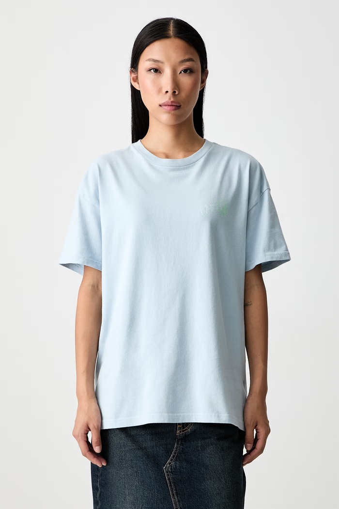 Vans T-shirt oversize damski bawełniany niebieski VN00109CH901