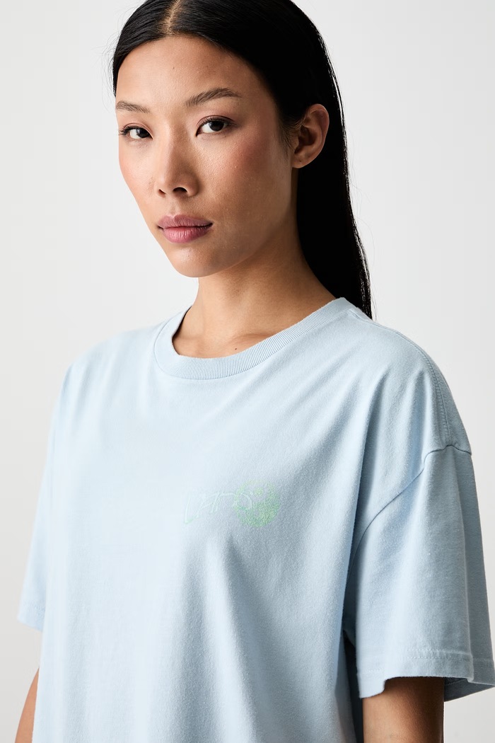 Vans T-shirt oversize damski bawełniany niebieski VN00109CH901