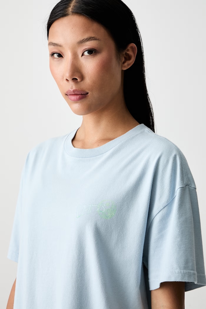Vans T-shirt oversize damski bawełniany niebieski VN00109CH901