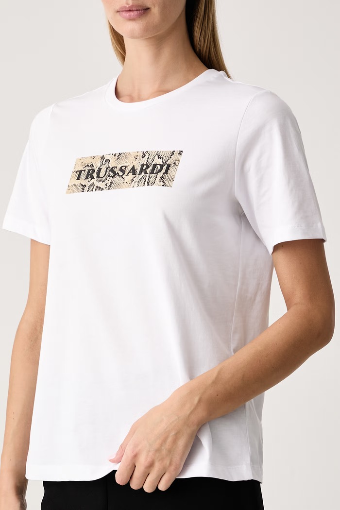 Odzież Trussardi T-shirt damski bawełniany G0256000319N biały