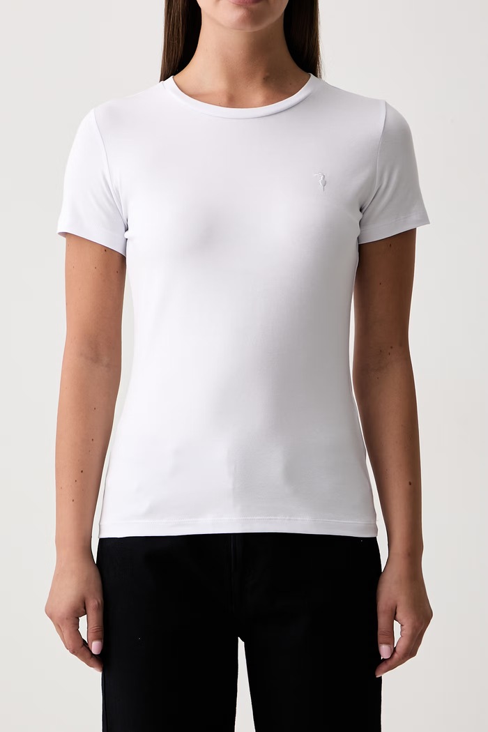 Trussardi T-shirt damski z bawełną biały G0266000325N