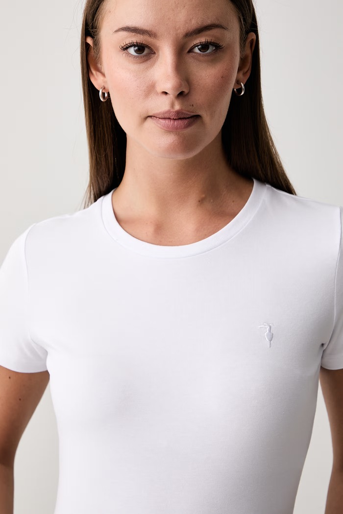 Trussardi T-shirt damski z bawełną G0266000325N biały
