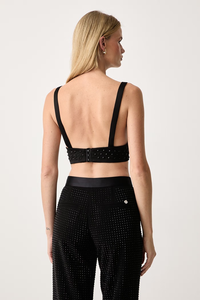 Odzież Trussardi Crop top damski D006A000427N czarny