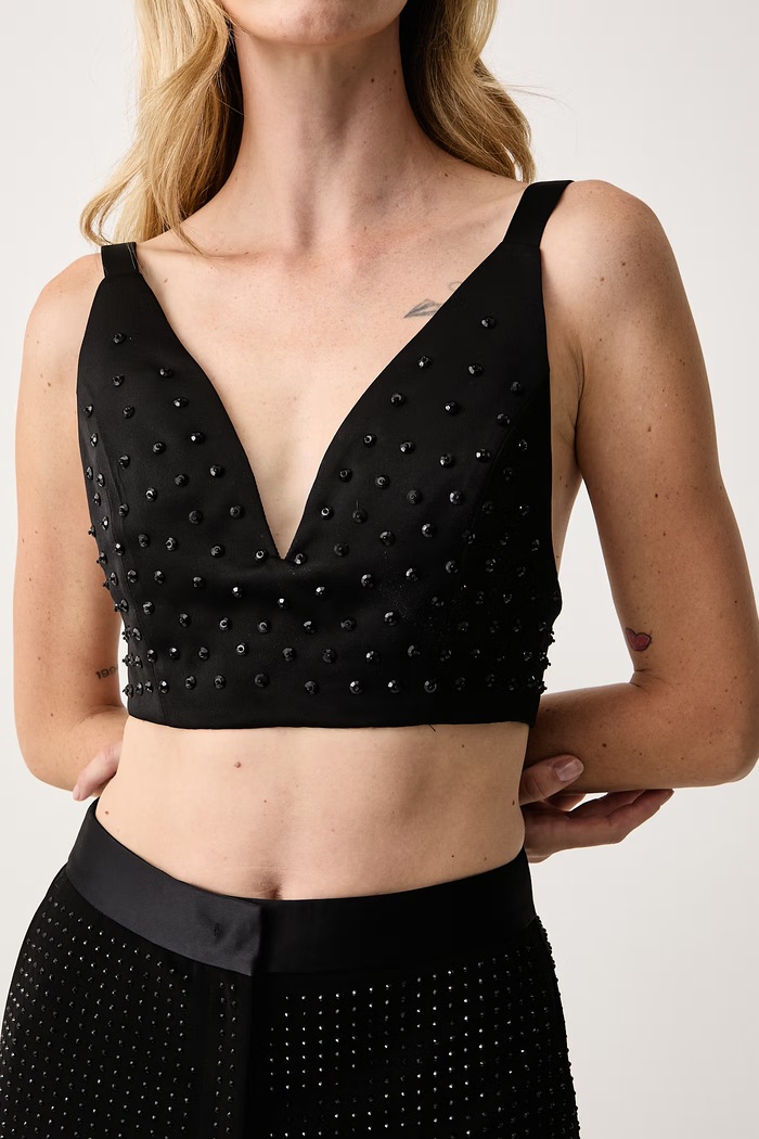 Crop top damski Trussardi D006A000427N czarny