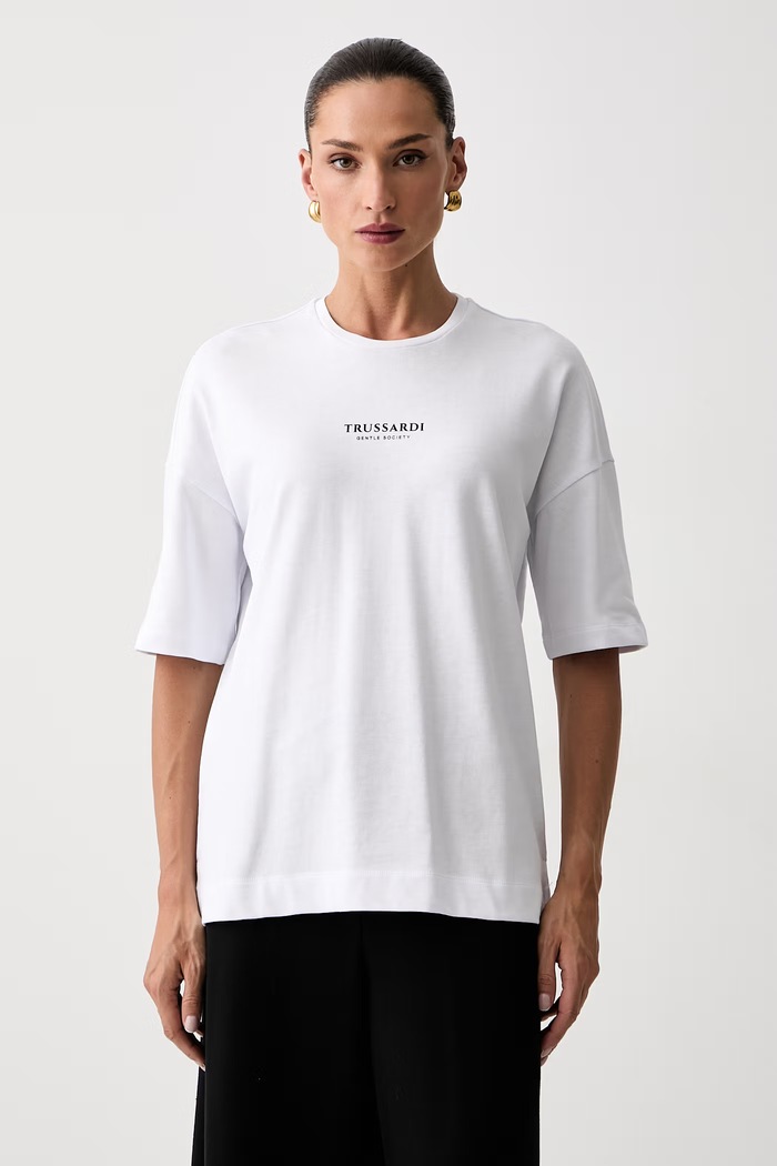 Trussardi T-shirt damski bawełniany biały G0286000327N