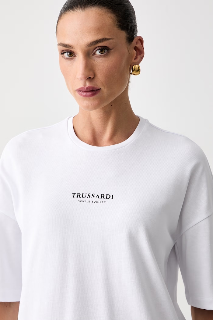Trussardi T-shirt damski bawełniany biały G0286000327N