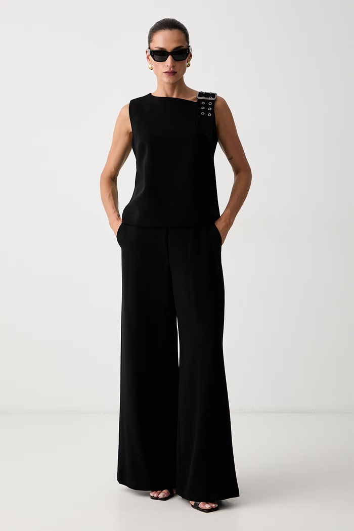 Trussardi bluzka lounge damska D005A000426N czarny AW26