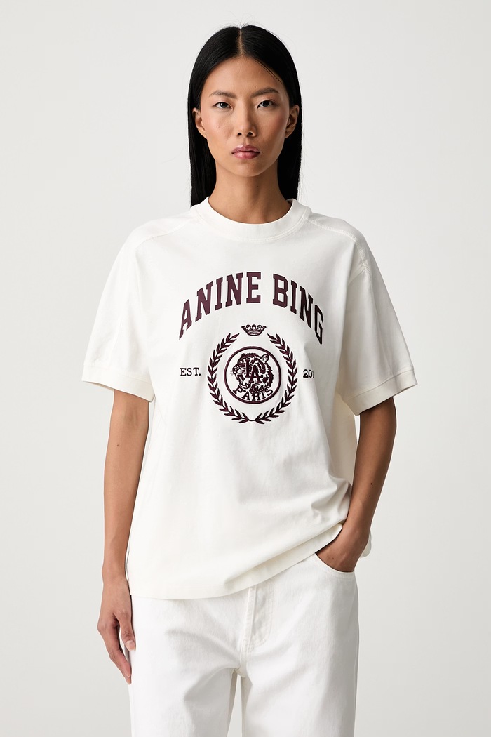 Anine Bing JAYLIN T-shirt bawełniany damski beżowy A.08.12695.WKHA3