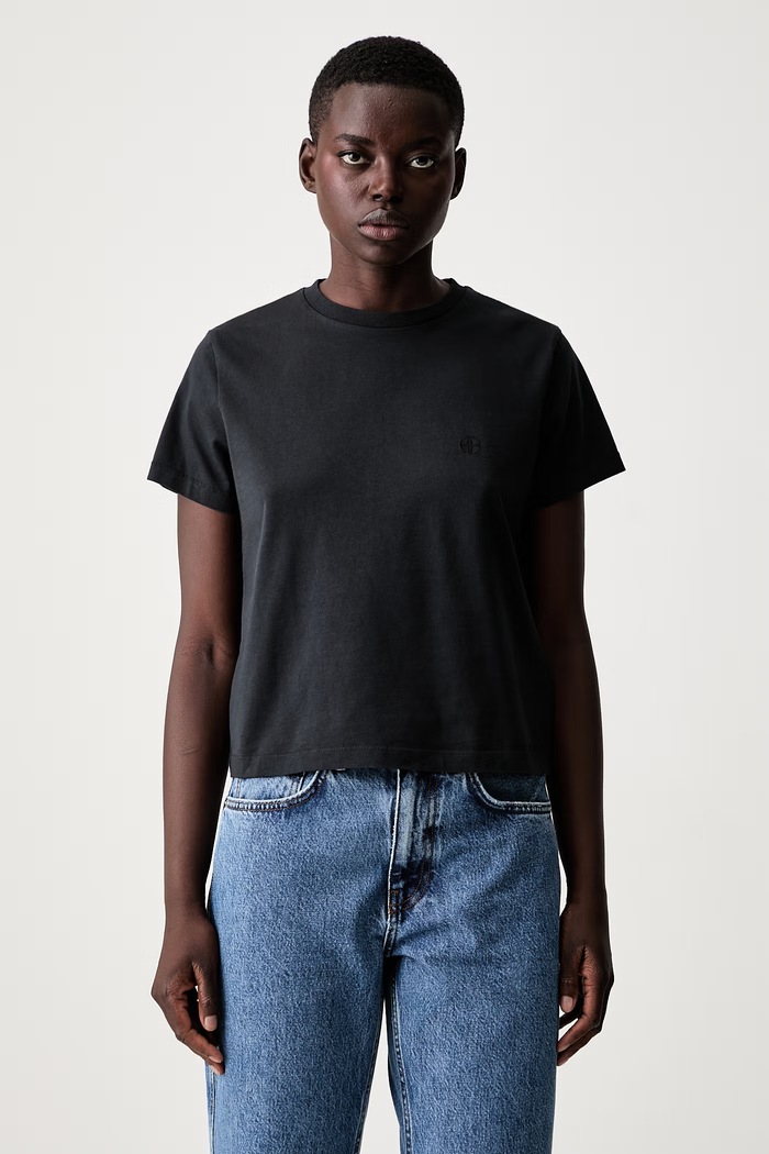 Anine Bing SHELLEY T-shirt bawełniany damski czarny A.08.12680.BLK26