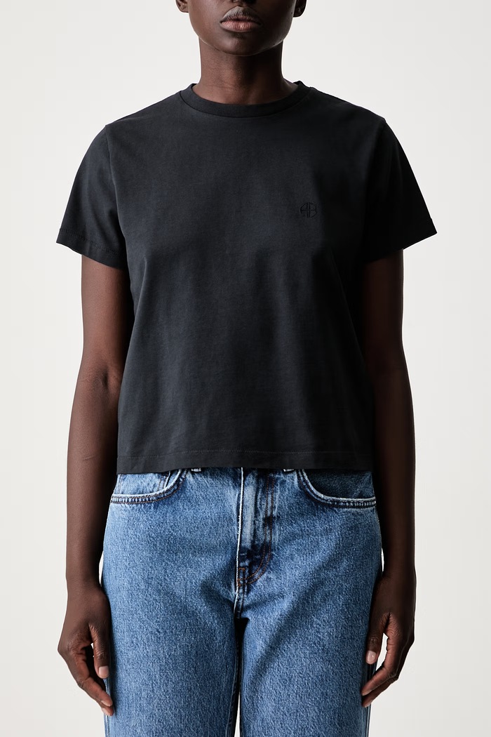 Anine Bing SHELLEY T-shirt bawełniany damski A.08.12680.BLK26 czarny
