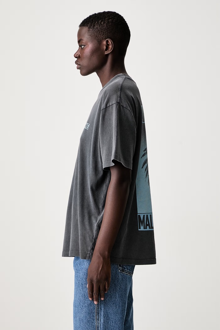 Anine Bing CADE TEE PALM T-shirt bawełniany damski szary A.08.12312.WBL1