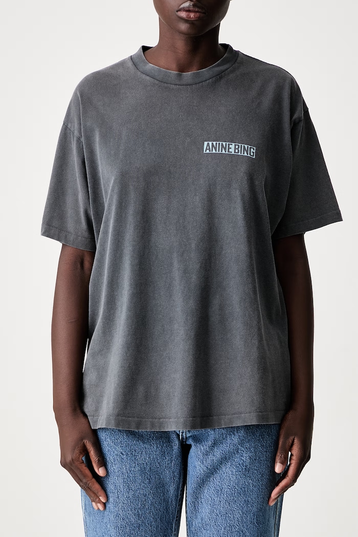 Anine Bing CADE TEE PALM T-shirt bawełniany damski A.08.12312.WBL1 szary
